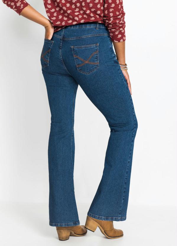 bonprix - Calça Jeans Flare Azul Médio 12