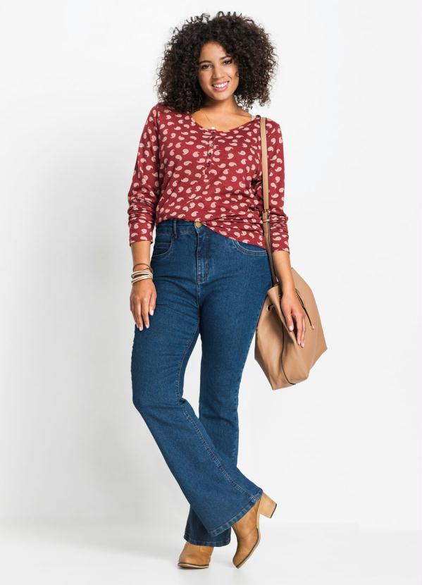 bonprix - Calça Jeans Flare Azul Médio 13