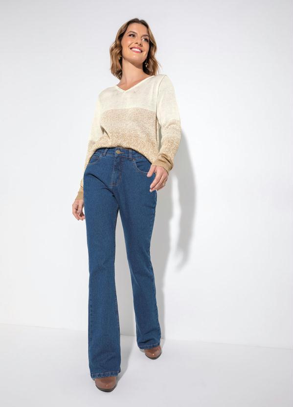 bonprix - Calça Jeans Flare Azul Médio 7