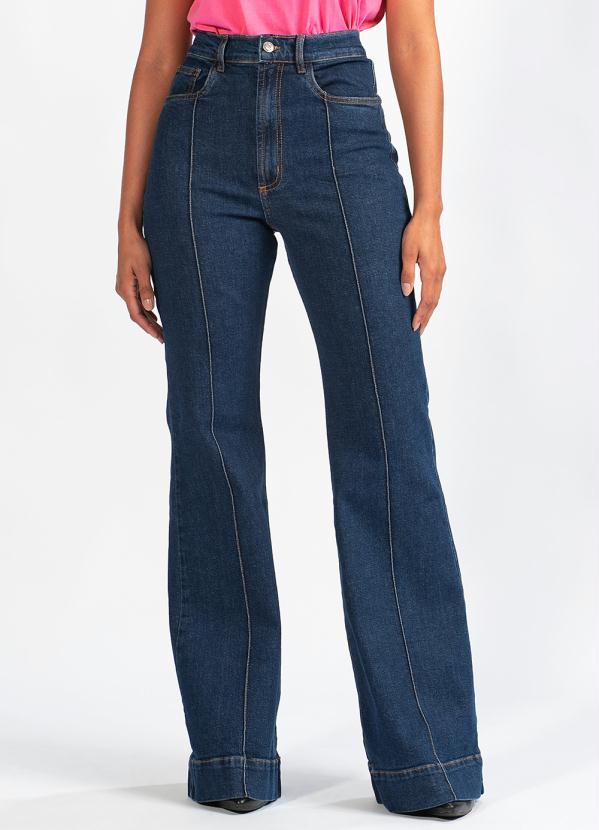 Farm - Calça Jeans Flare Bainha Larga Azul