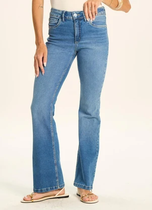 Doce Trama - Calça Jeans Flare Cintura Alta Azul - DOCE TRAMA
