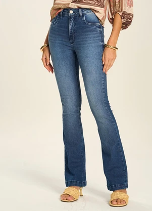 Doce Trama - Calça Jeans Flare Cintura Alta Azul - DOCE TRAMA