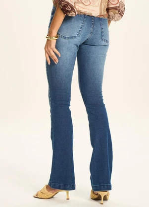 Doce Trama - Calça Jeans Flare Cintura Alta Azul - DOCE TRAMA