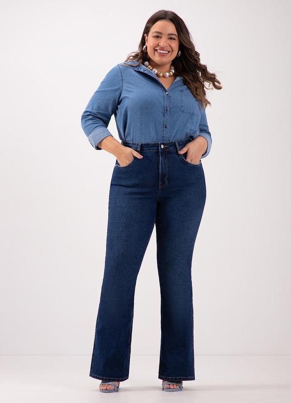 Lunender Mais Mulher - Calça Jeans Flare Cintura Alta e Elastano Azul 3