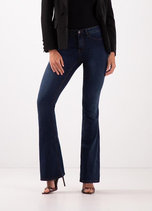 Lunender - Calça Jeans Flare Cintura Média e Elastano Azul