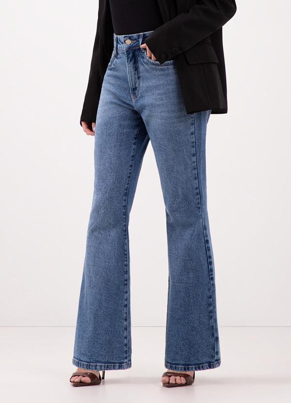 Lunender - Calça Jeans Flare com Cintura Alta Azul