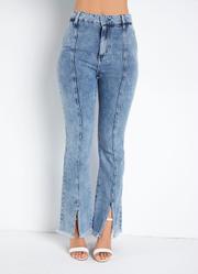 Cal�a Jeans Flare com Fenda Frontal Sawary