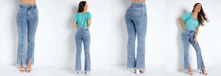 Cal�a Jeans Flare com Fenda Frontal Sawary