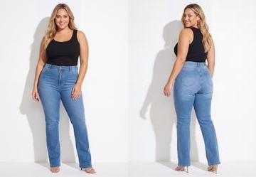 Cal�a Jeans Flare Plus Size Azul
