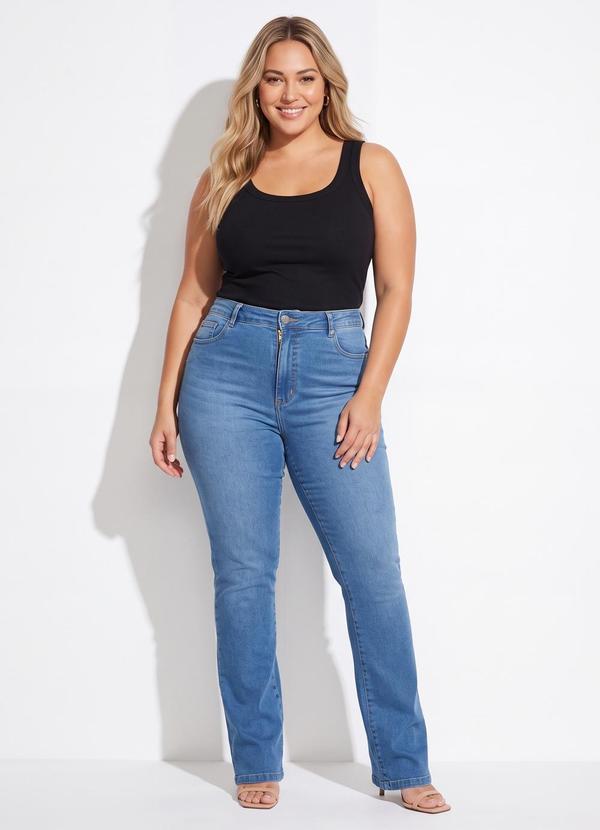 Cal�a Jeans Flare Plus Size (Azul)