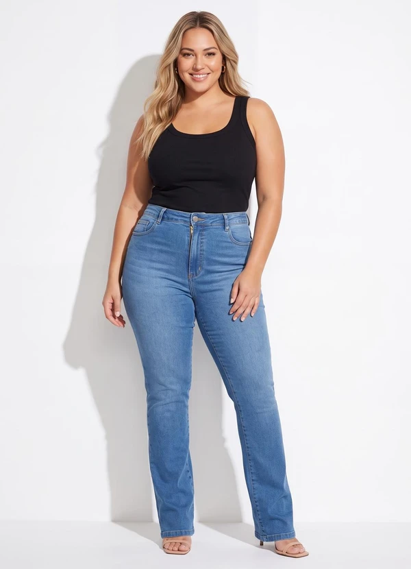Sawary Jeans - Calça Jeans Flare Plus Size Azul