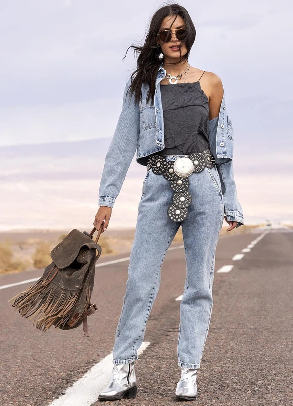 Quintess - Calça Jeans Cigarrete Cintura Alta 100% Algodão com Bolsos 11