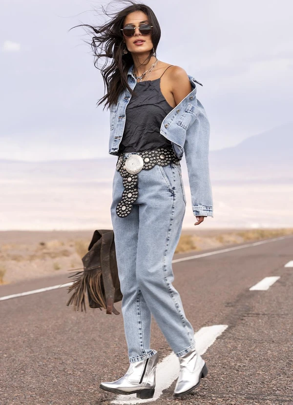 Quintess - Calça Jeans Cigarrete Cintura Alta 100% Algodão com Bolsos 13