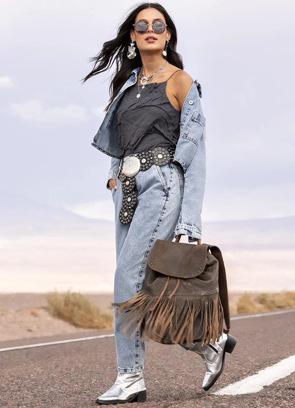 Quintess - Calça Jeans Cigarrete Cintura Alta 100% Algodão com Bolsos 14