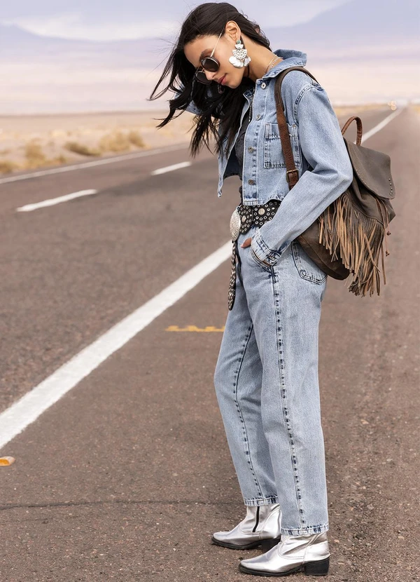 Quintess - Calça Jeans Cigarrete Cintura Alta 100% Algodão com Bolsos 15