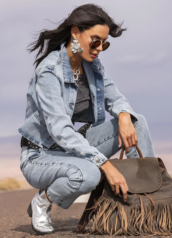 Quintess - Calça Jeans Cigarrete Cintura Alta 100% Algodão com Bolsos 16