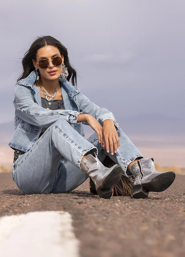 Quintess - Calça Jeans Cigarrete Cintura Alta 100% Algodão com Bolsos 17