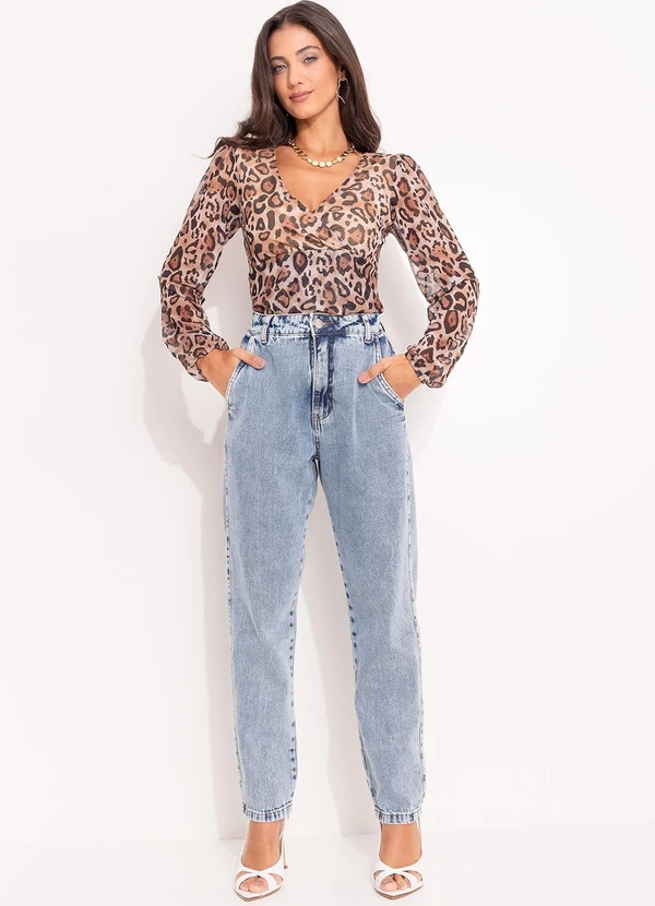 Quintess - Calça Jeans Cigarrete Cintura Alta 100% Algodão com Bolsos 3