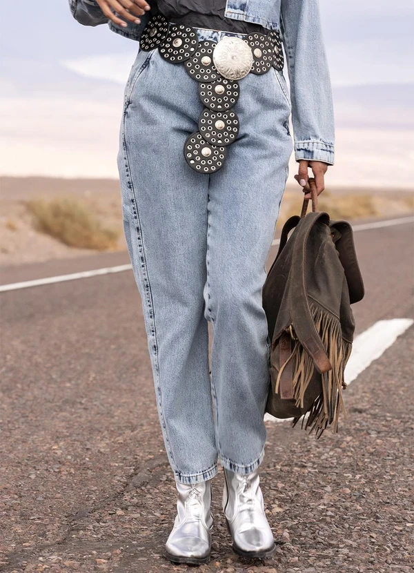 Quintess - Calça Jeans Cigarrete Cintura Alta 100% Algodão com Bolsos 9