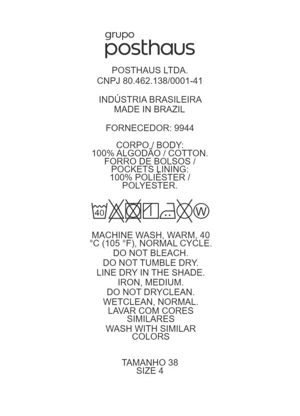 Quintess - Calça Jeans Cigarrete Cintura Alta 100% Algodão com Bolsos 19