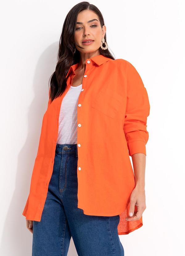 Quintess - Calça Jeans Reta Soltinha Cintura Alta com Elastano Azul Médio 11