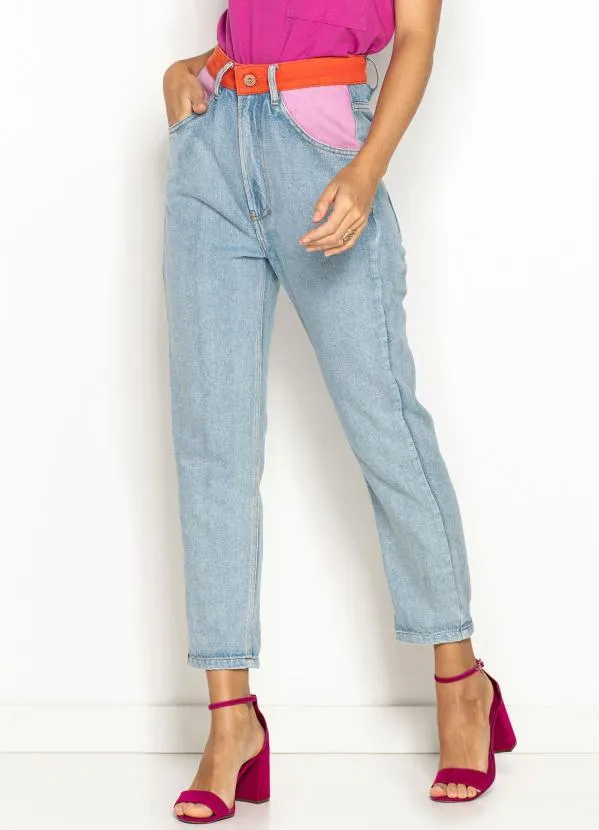 Maria Filó - Calca Jeans Mix Sarja Color Azul