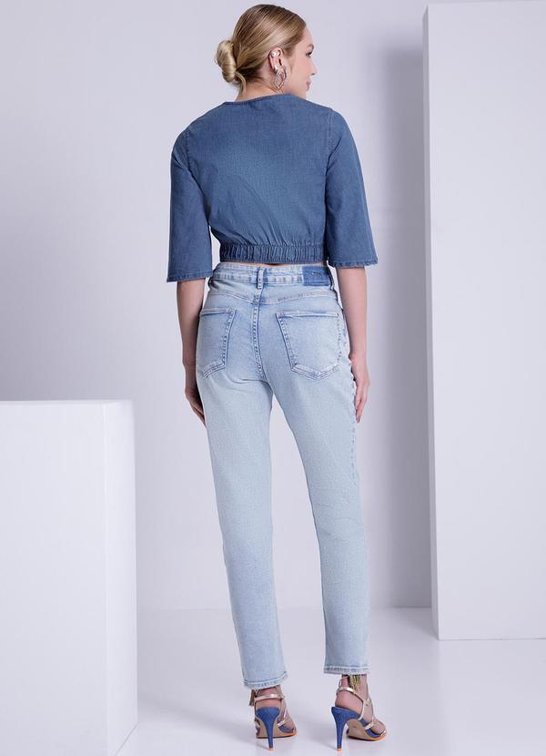 Lunender - Calça Jeans Mom Chapa Barriga Azul 4