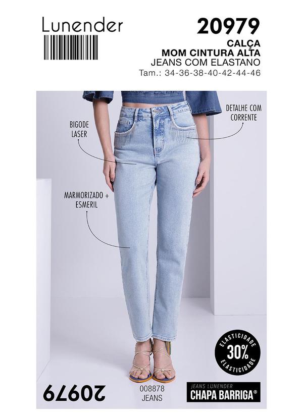 Lunender - Calça Jeans Mom Chapa Barriga Azul 6