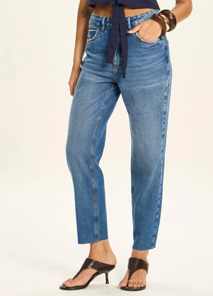 Doce Trama - Calça Jeans Mom Cintura Alta Azul - DOCE TRAMA
