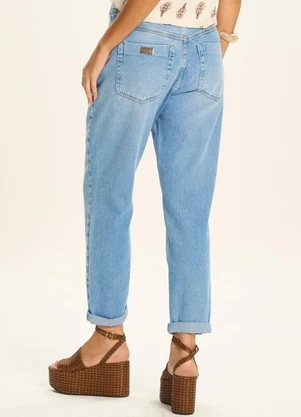 Doce Trama - Calça Jeans Mom com Barra Dobrada Azul - DOCE TRAMA