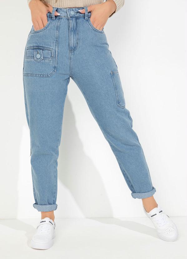 Calça Jeans Mom Jeans Cargo Sawary Sawary Jeans