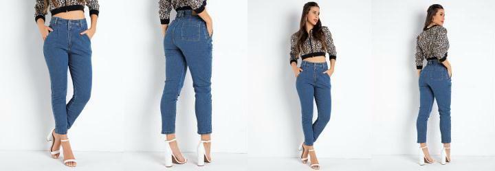 Cal�a Jeans Mom Jeans com Bolsos Sawary