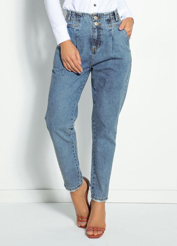 Sawary Jeans - Calça Jeans Mom Jeans com Bolsos Sawary