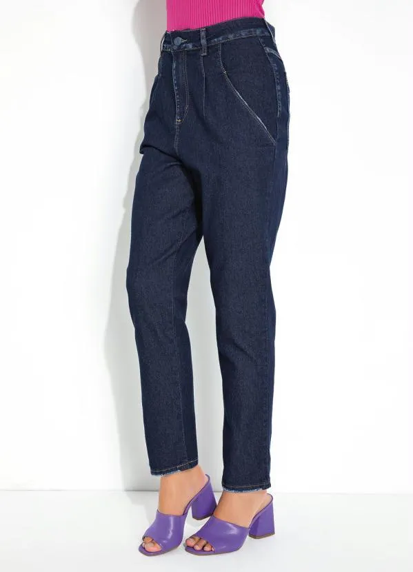 Sawary Jeans - Calça Jeans Mom Jeans com Bolsos Sawary