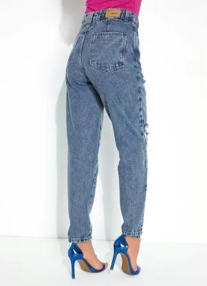 Sawary Jeans - Calça Jeans Mom Jeans com Destroyed Sawary - SAWARY JEANS