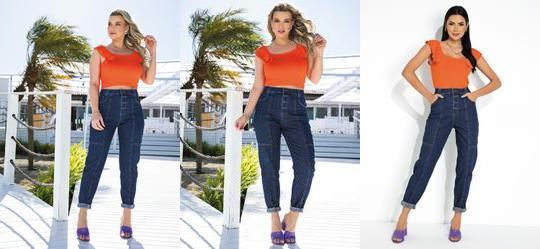 Cal�a Jeans Mom Jeans com Recortes Sawary