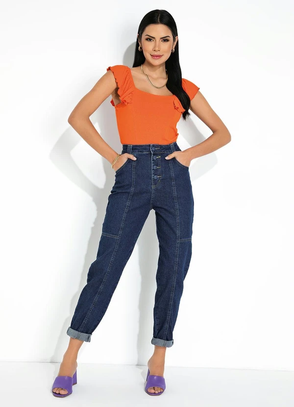 Sawary Jeans - Calça Jeans Mom Jeans com Recortes Sawary 3