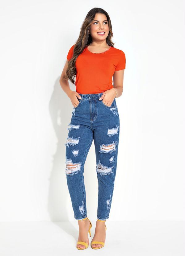 Outlet - Calça Jeans Mom Jeans Destroyed Sawary 4