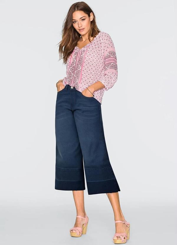 Outlet - Calça Jeans Pantacourt Azul Escuro 5