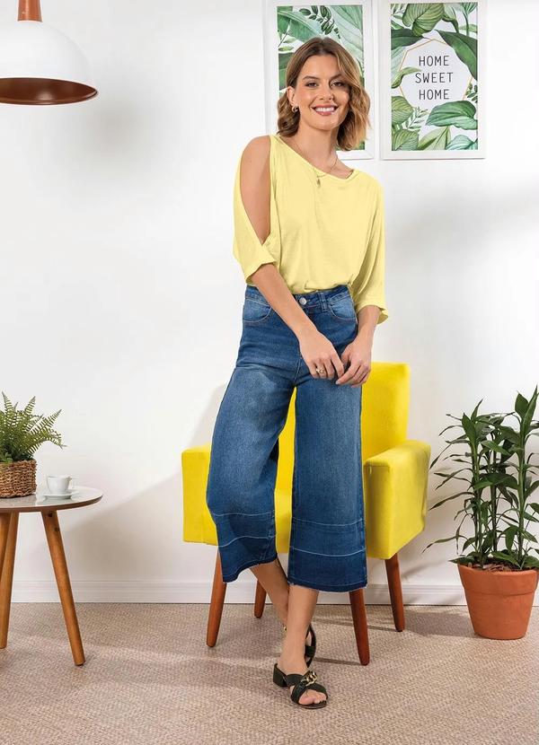 Outlet - Calça Jeans Pantacourt Azul Escuro 6