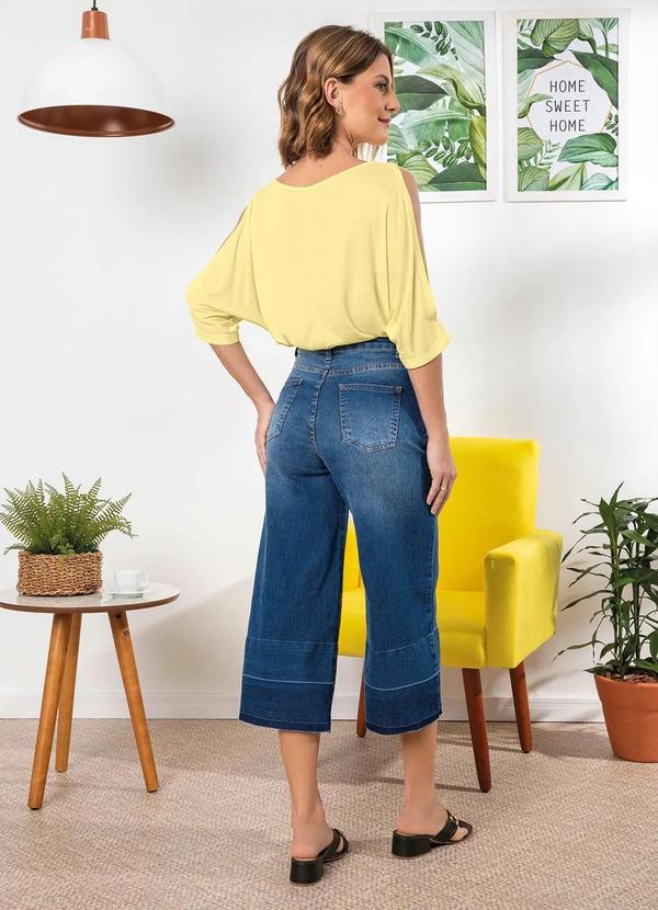 Outlet - Calça Jeans Pantacourt Azul Escuro 7