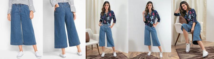 Cala Jeans Pantacourt Azul Mdio