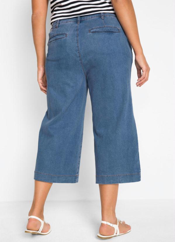 Queima Estoque - Calça Jeans Pantacourt Azul Médio 2
