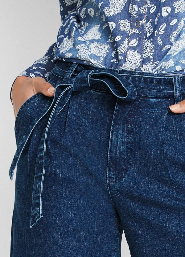 bonprix - Calça Jeans Pantalona Clochard Azul Médio 3