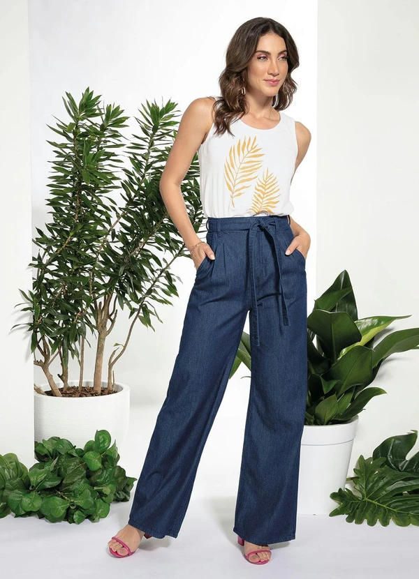 bonprix - Calça Jeans Pantalona Clochard Azul Médio 7