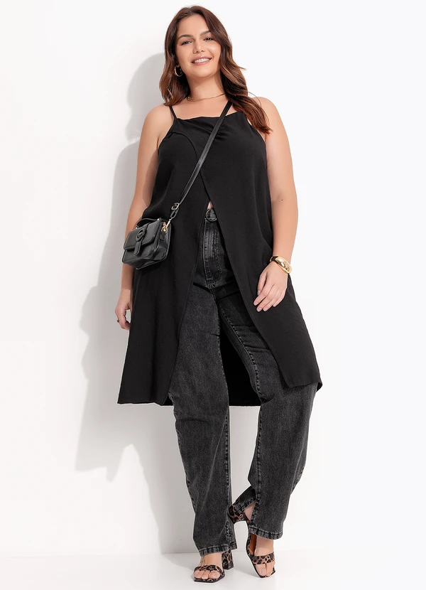 Quintess - Calça Mom Jeans Preto em Jeans 11