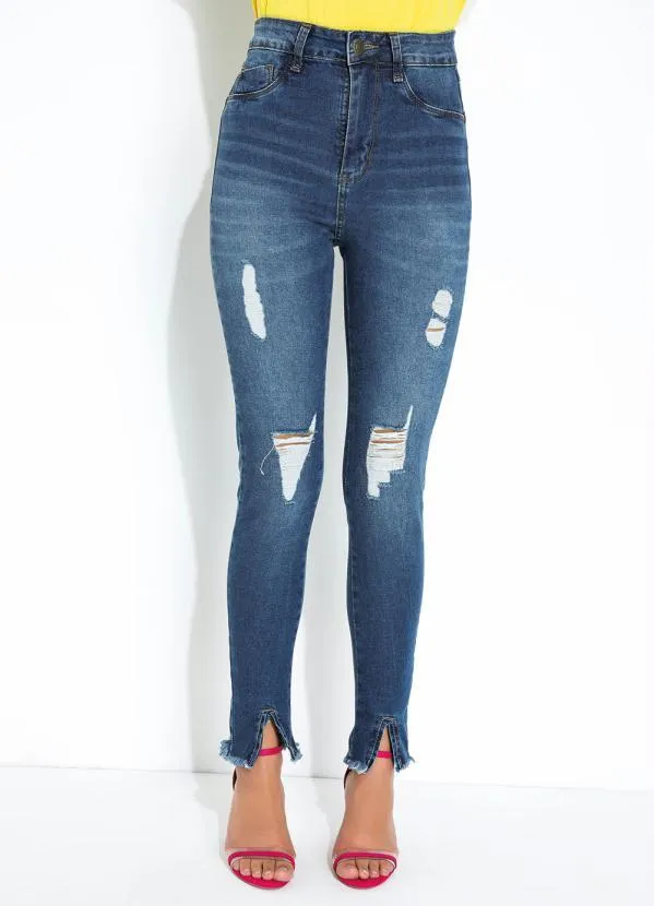 Sawary Jeans - Calça Jeans Push Up com Fendas e Rasgos Sawary