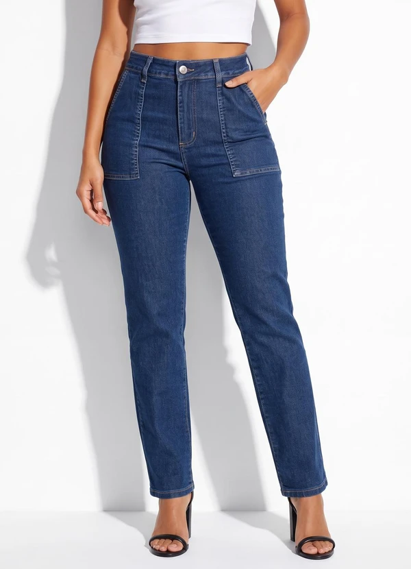 Sawary Jeans - Calça Jeans Reta Azul