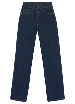 Enfim - Calça Jeans Reta Cintura Alta Azul Escuro - ENFIM