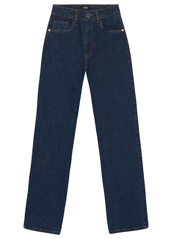 Enfim - Calça Jeans Reta Cintura Alta Azul Escuro